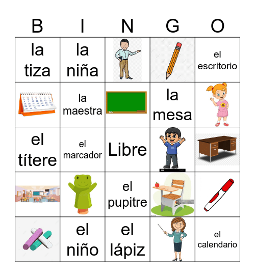 El salón de clases Bingo Card