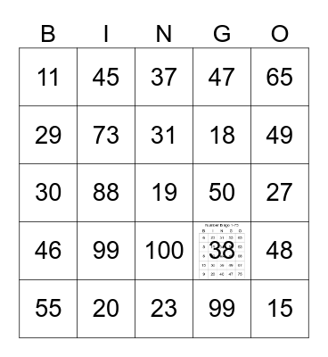 BINGO GAMES Bingo Card