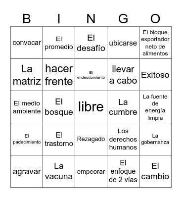La cumbre de las Américas Bingo Card