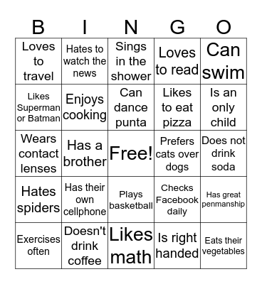 Find Someone Who Bingo Card