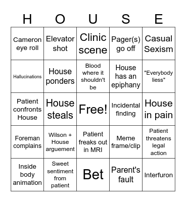 House MD Bingo Card