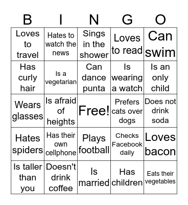 Find Someone Who Bingo Card
