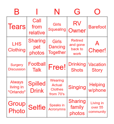 Non-Lymnan Ladies Bingo Card