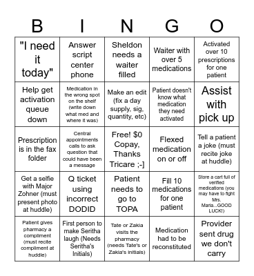 Pharmacy Week 2024 Bingo Card