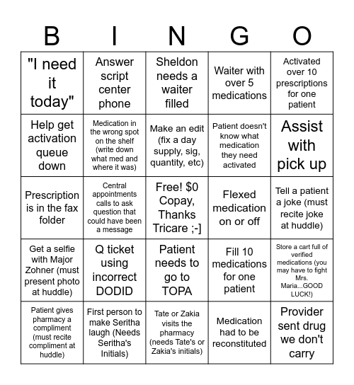 Pharmacy Week 2024 Bingo Card