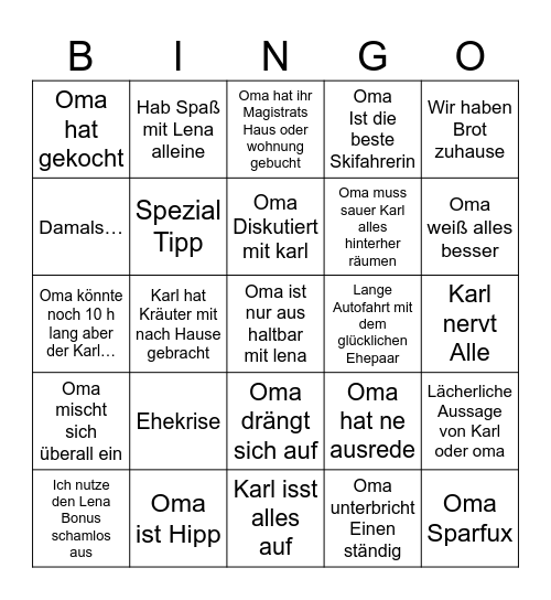 Weihnachts Bingo Card