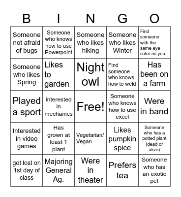 Human Bingo Card