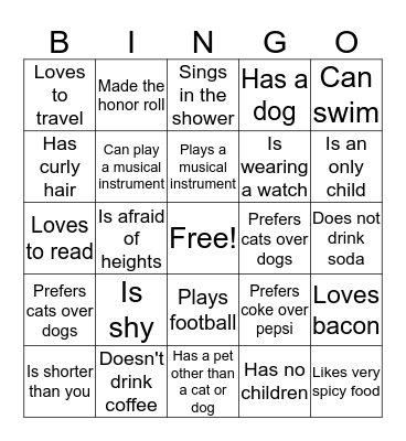 Find Someone Who Bingo Card