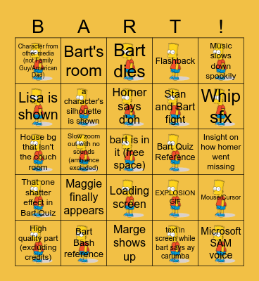 CLICK THE BART BINGO Card
