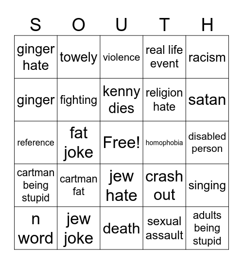 south park bingo Card