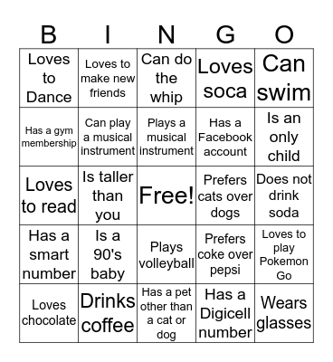 Find Someone Who Bingo Card