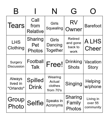Non-Lyman Ladies Bingo Card
