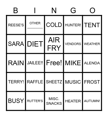 Fall Festival Bingo Card