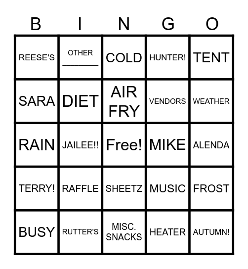 Fall Festival Bingo Card