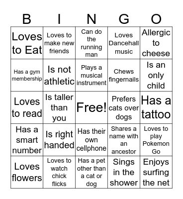 Find Someone Who Bingo Card