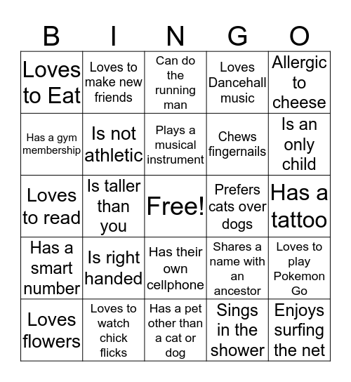 Find Someone Who Bingo Card