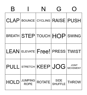 COMON VERBS-COMMANDS Bingo Card