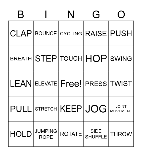 COMON VERBS-COMMANDS Bingo Card