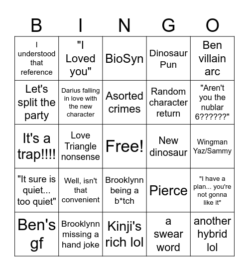 Chaos Theory Season 2 Bingo Card