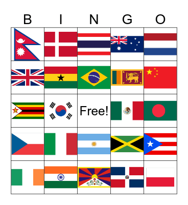 Flag Bingo Card
