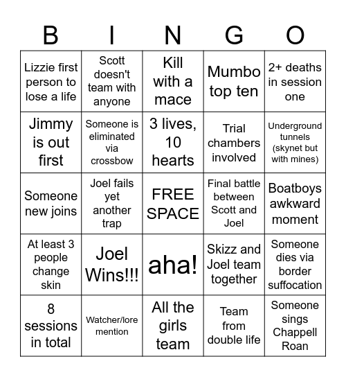 Life Series BINGO Card