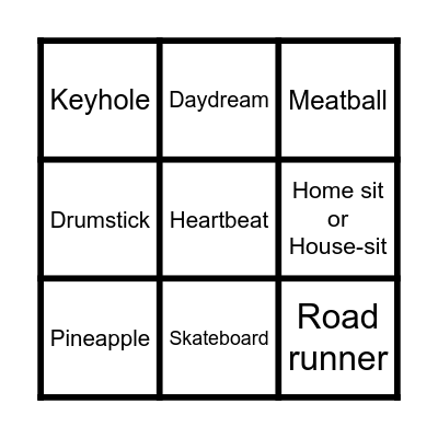 COMPOUND WORDS Bingo Card