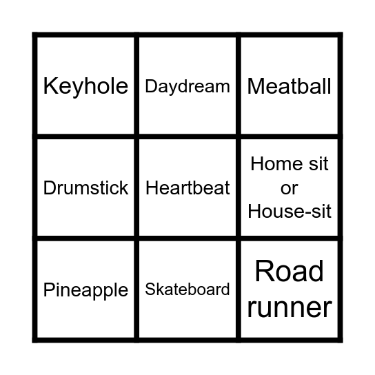 COMPOUND WORDS Bingo Card