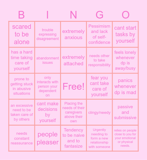 DPD Bingo Card