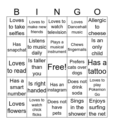 Find Someone Who Bingo Card