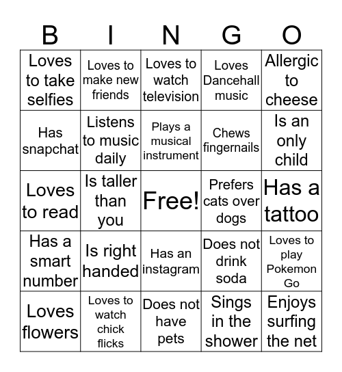 Find Someone Who Bingo Card