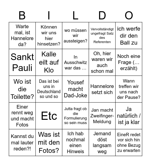 Bildungsurlaub Bingo Card