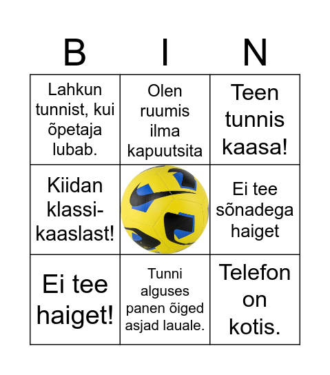 Hea käitumise BINGO Card