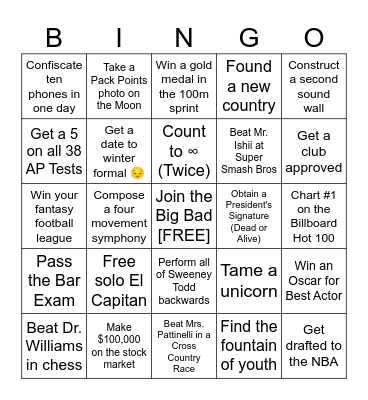 Club Appeals BINGO! Bingo Card