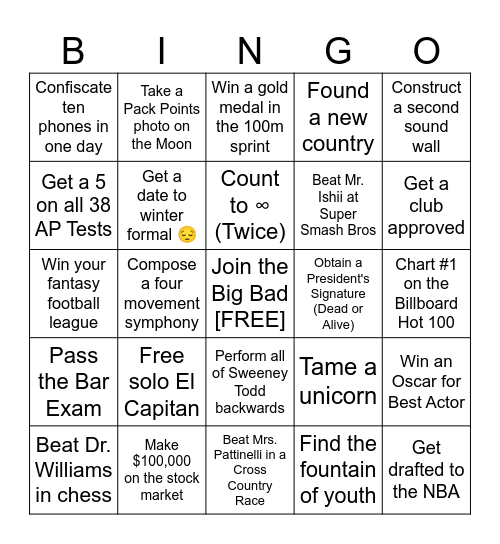 Club Appeals BINGO! Bingo Card