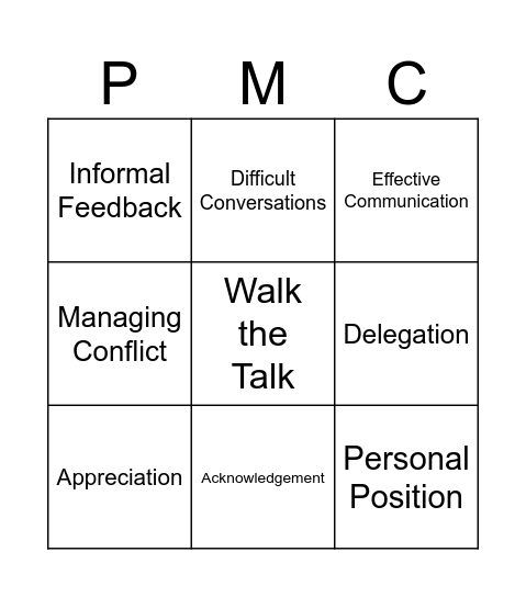 Embark Bingo Card