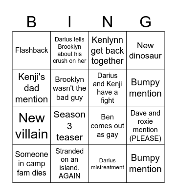 JW: Chaos Theory S2 Bingo Card