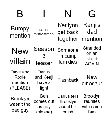 JW: Chaos Theory Season 2 Bingo Card