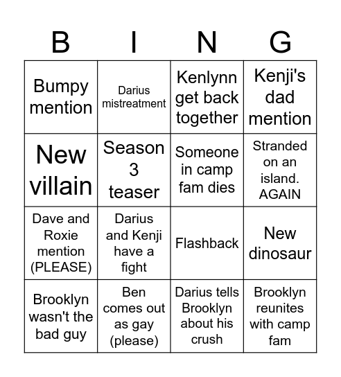 JW: Chaos Theory Season 2 Bingo Card