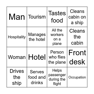 Occupation Vocabulary Bingo Card