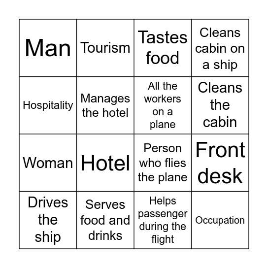 Occupation Vocabulary Bingo Card
