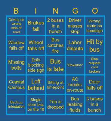 Metro Bingo Card