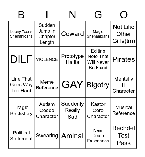 Winged Ones Bingo Card