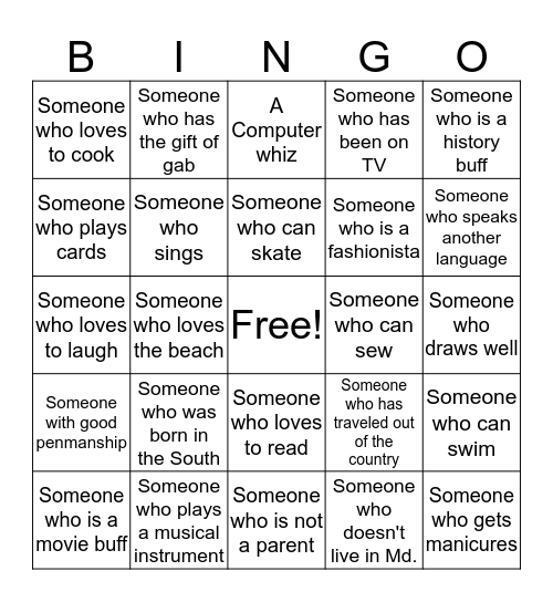 Barnaby Manor Staff Bingo Card