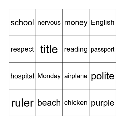 BINGO Card