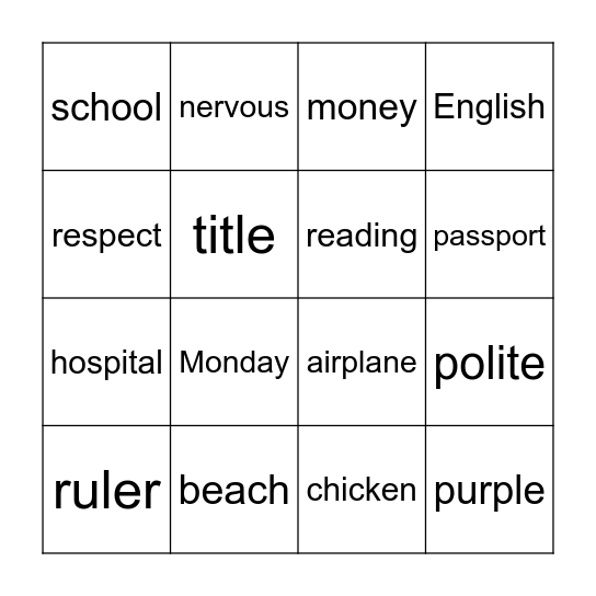 BINGO Card