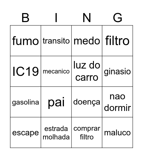 chico atrasado bingo 01 Bingo Card