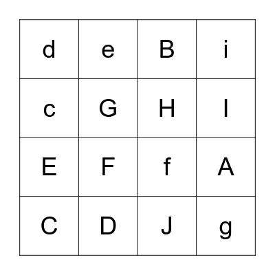A-J Bingo Card