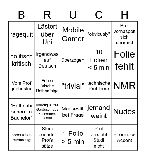 Vollbruch Bingo Bongo Bingo Card