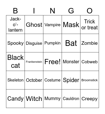 Halloween Bingo Card