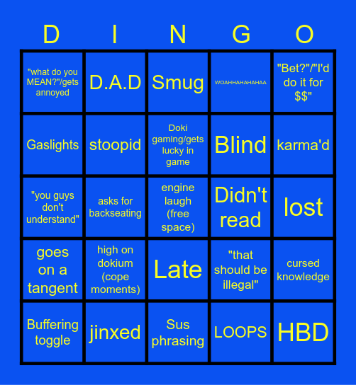 Dokibirdo bingo Card